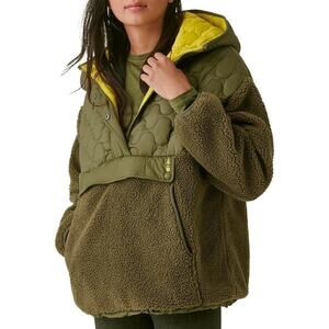 Bass Outdoor Pullover Jacket Hooded Fleece Quarter-Zip Military Olive Sz S NWT